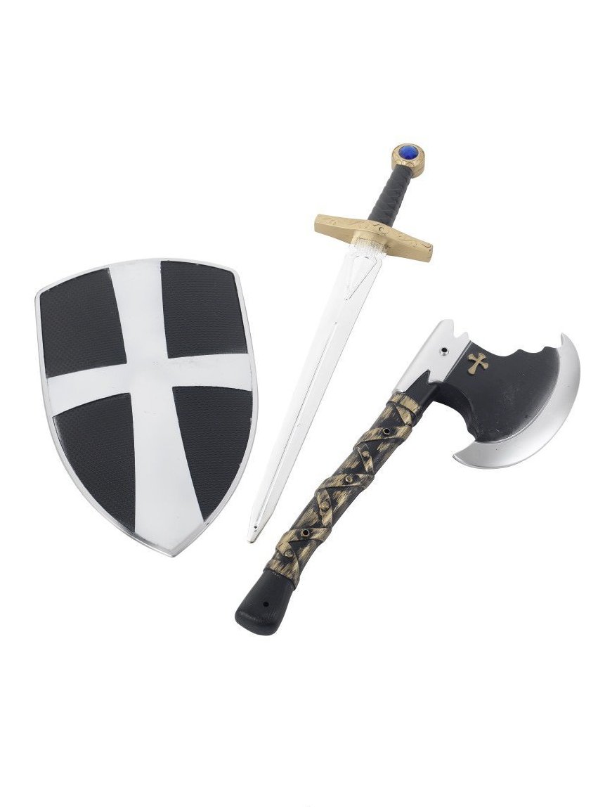 Smiffys 3 Piece Crusader Set, con Scudo, Spada