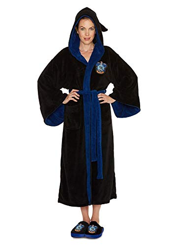 Groovy Harry Potter Ravenclaw Damen-Bademantel, Fleece-Hausmantel-Morgenmantel, B