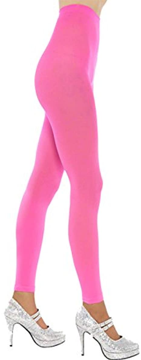 Neon Pink Opaque Footless Tights - Neon Pink (One Size) (SM42792)