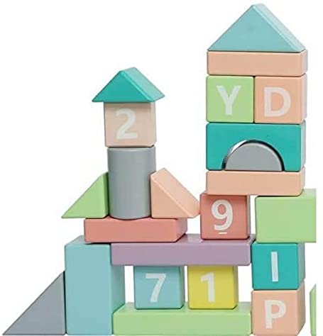 Tooky Toys Set di blocchi da costruzione in legno da 90 pezzi