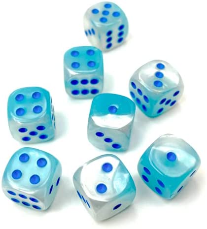 Chessex Luminary Dice Set 36 12mm Dice Pearl Turquoise and White with Blue