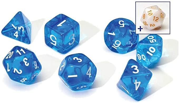 Sirius Dice - Translucent Blue RPG Dice - Set of 7