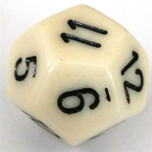 Chessex Dice: Polyhedral 7-Die Opaque Dice Set - Ivory with Black Set