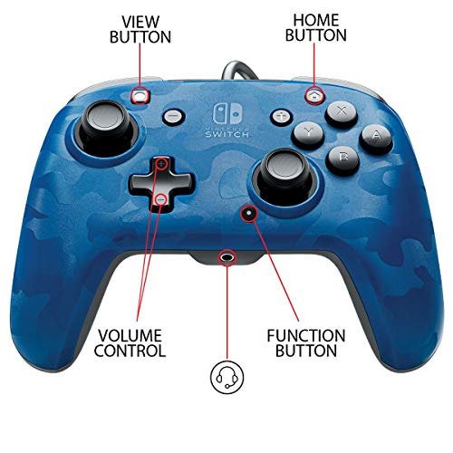 Contrôleur PDP Faceoff Deluxe+ Audio Filaire Switch Camo Bleu - Nintendo Switch