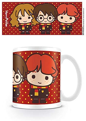 Keramische Harry Potter-mok met Chibi-illustraties in Japanse stijl van Harry Ron en Hermione