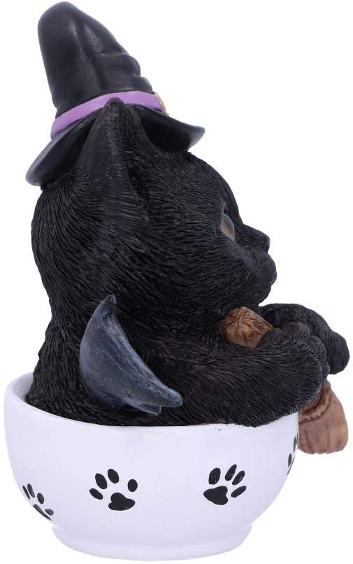 Nemesis Now Kit Novelty Tea Cup Witch Cat Figurine, Polyresin, Black