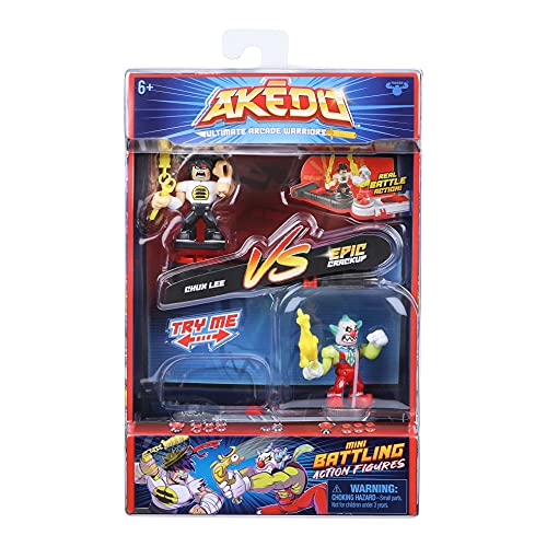 Akedo Ultimate Arcade Warriors Versus Pack Chux Lee Vs Crackup Mini-Battle-Actionfiguren – Bereit, Kampf, Split Strike