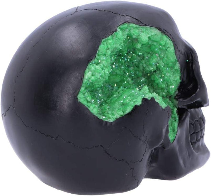 Nemesis Now Geode Black Green Gothic Glitter Skull Figurine, Polyresin