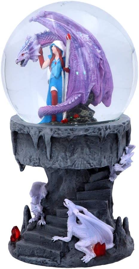 Nemesis Now Anne Stokes Dragon Mage Snowglobe Shaker, Polyresin, Purple