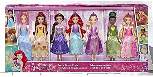 Pack de tenues de soirée Princesse Disney, comprend les poupées Ariel, Aurora, Belle, Cendrillon, Jasmine, Raiponce et Tiana