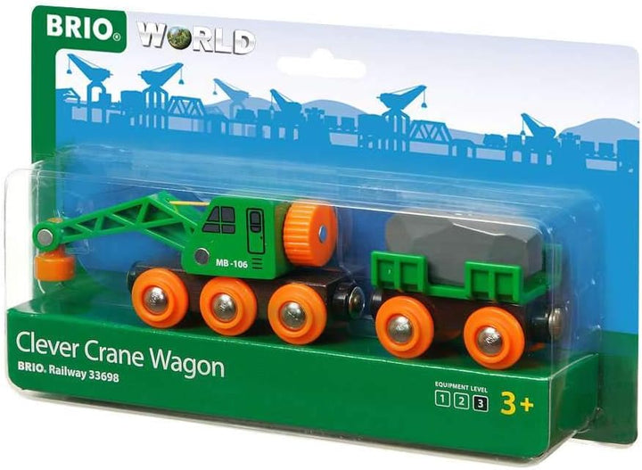 BRIO World Clever Crane Wagon for Kids Age 3 Years Up - Compatible with all BRIO Train Sets & Accessories