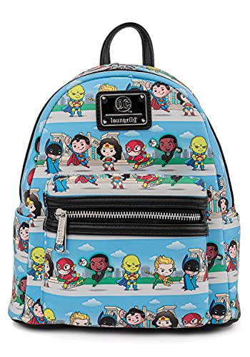 Loungefly DC Comics Superheroes Chibi Lineup Womens Double Strap Shoulder Bag Purse