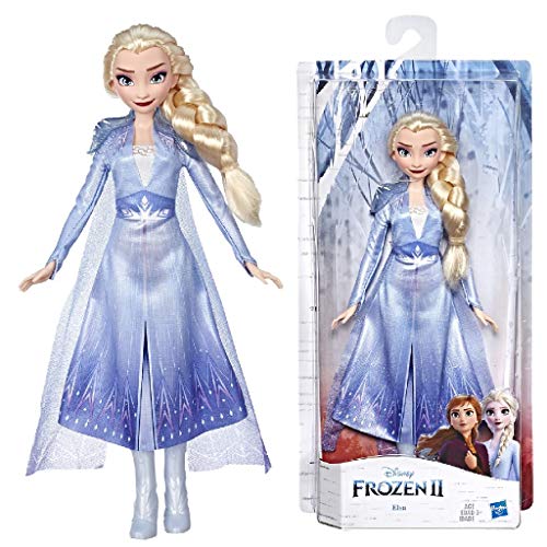 Poupée Disney La Reine des Neiges Elsa avec de longs cheveux blonds et une tenue bleue