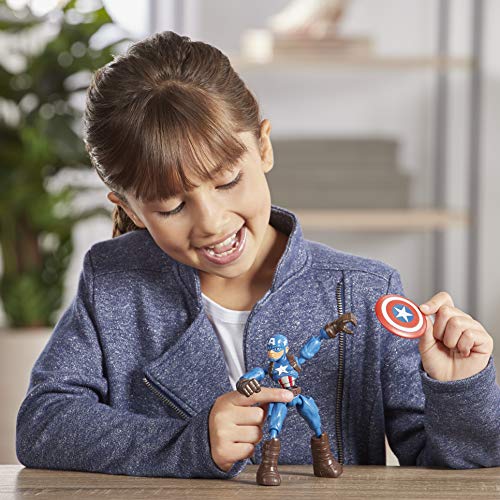 Marvel Avengers Bend And Flex Action Figure Toy, figura flessibile di Capitan America da 15 cm