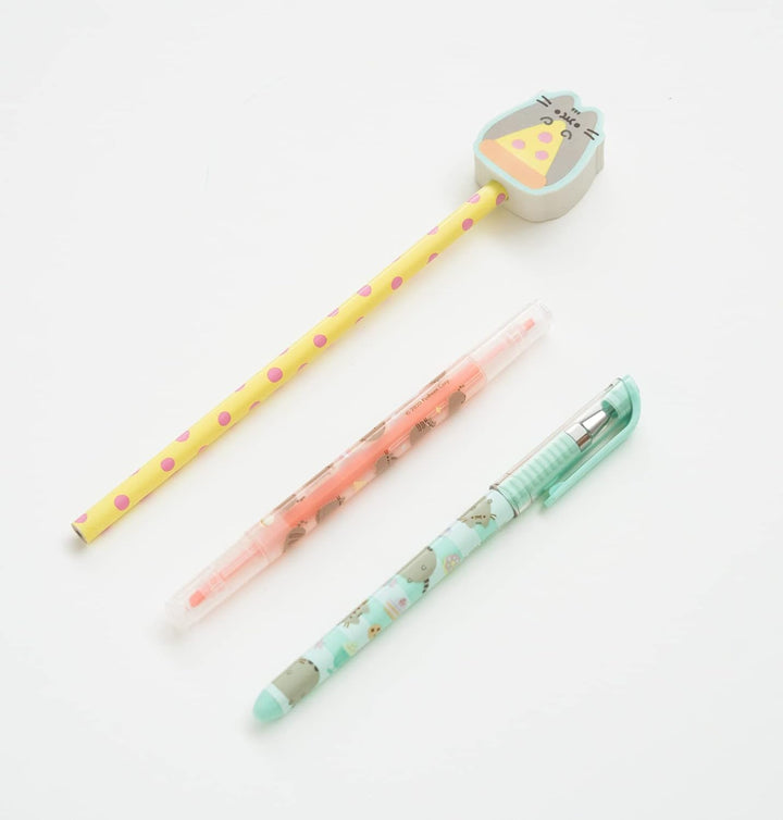 Official Pusheen Foodie Super Stationery Set - Pens and Pencil with Eraser Toppe