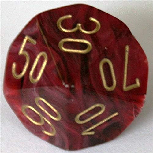 Chessex 27434 Dice, burgundy/gold, pack of 1