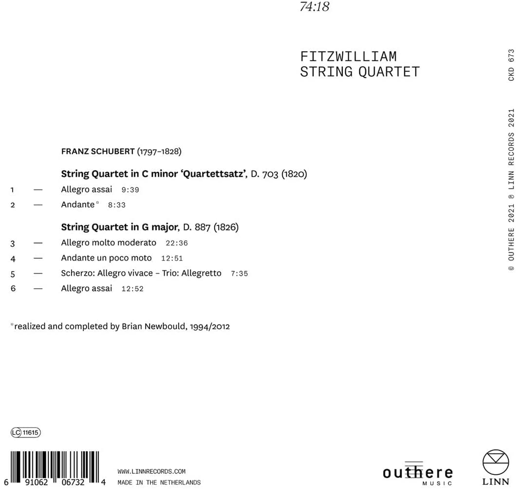 Fitzwilliam String Quartet - Schubert: Late String Quartets. G Major & C Minor 'Quartettsatz' [Audio CD]