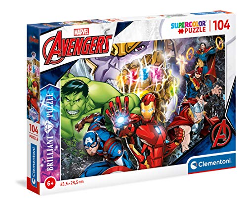 Clementoni 20181, Marvel Brilliant Puzzle for Children - 104 Pieces, Ages 6 year