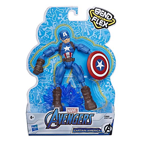 Marvel Avengers Bend And Flex Action Figure Toy, figura flessibile di Capitan America da 15 cm