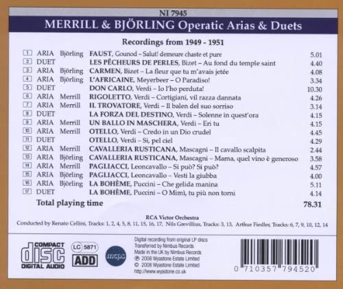 Jussi Björling &amp; Robert Merrill – Opernarien und Duette (1949–1951) [Audio-CD]