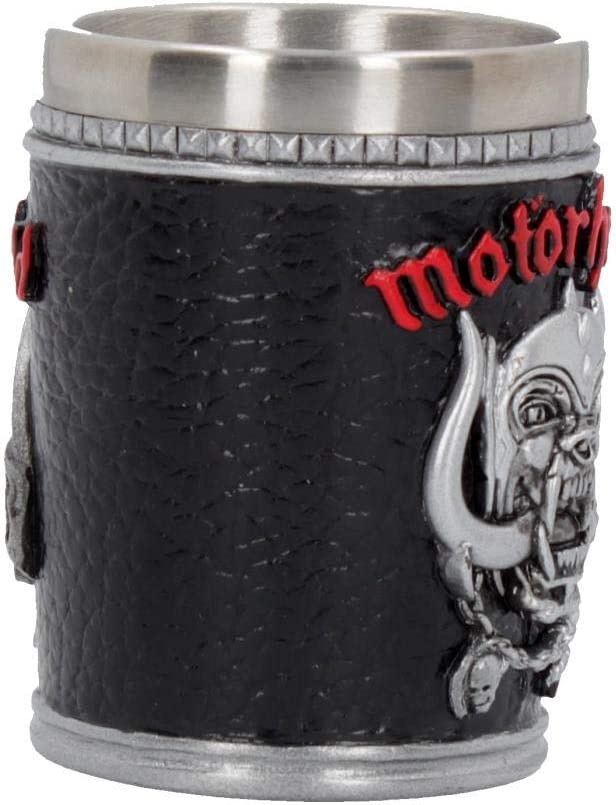 Nemesis Now B4122M8 Motorhead Schnapsglas 7 cm schwarz, Harz mit Edelstahleinsatz, 35 Milliliter