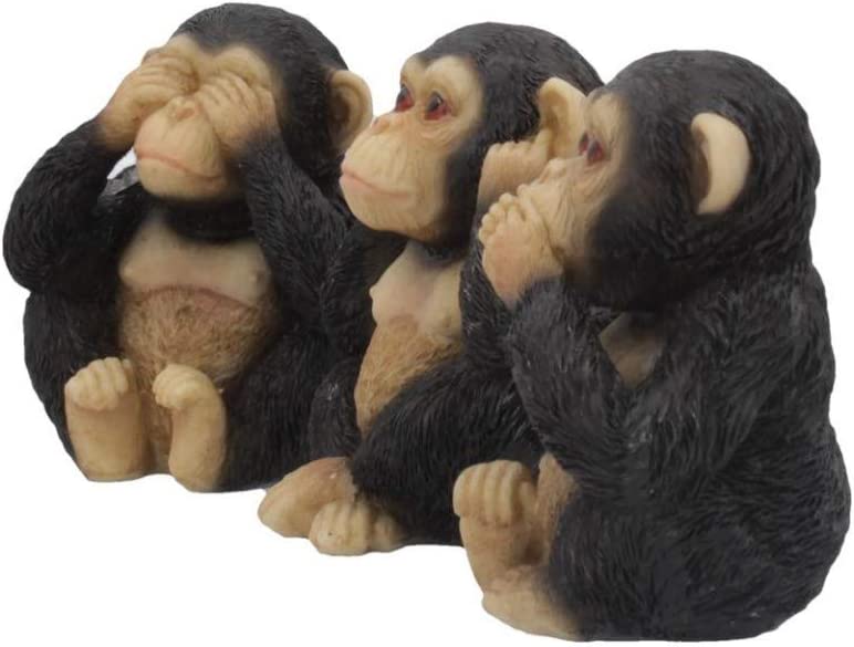 Nemesis Now U4174M8 Figur „Drei weise Schimpansen“, 8 cm, Schwarz