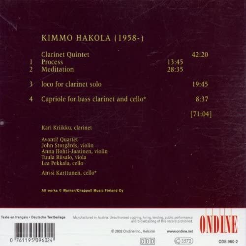 Kimmo Hakola: Clarinet Quintet; Loco; Capriole [Audio CD]