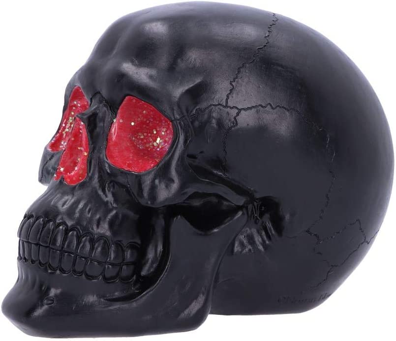 Nemesis Now Geode Black Red Gothic Glitter Skull Figurine, Polyresin, 17cm