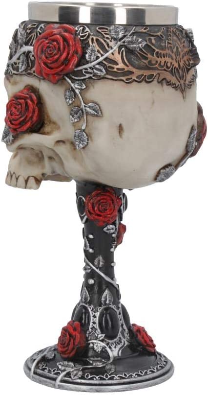 Nemesis Now B4327M8 Gothic Roses Goblet 18cm Black, Resin w/stainless steel inse