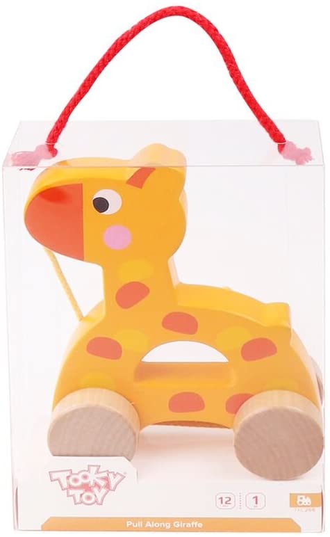 Tooky Toy 921 TKC266 EA Nachzieh-Giraffe aus Holz (EXP), gelb