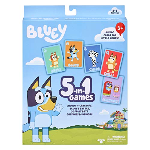 Bluey 5-in-1-Kartenspielset: 53 Jumbo-Spielkarten mit verspielten Bluey-Versionen