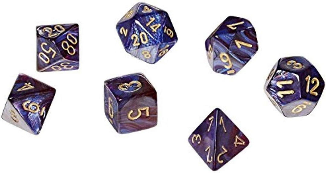 Scarab Royal Blue/gold 7 Die Set Polyhedral