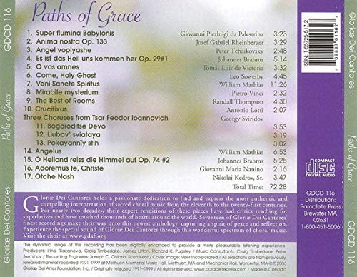 Paths Of Grace [Gloriae Dei Cantores; Elizabeth Patterson] [Paraclete Recordings: GD 116] [Audio CD]