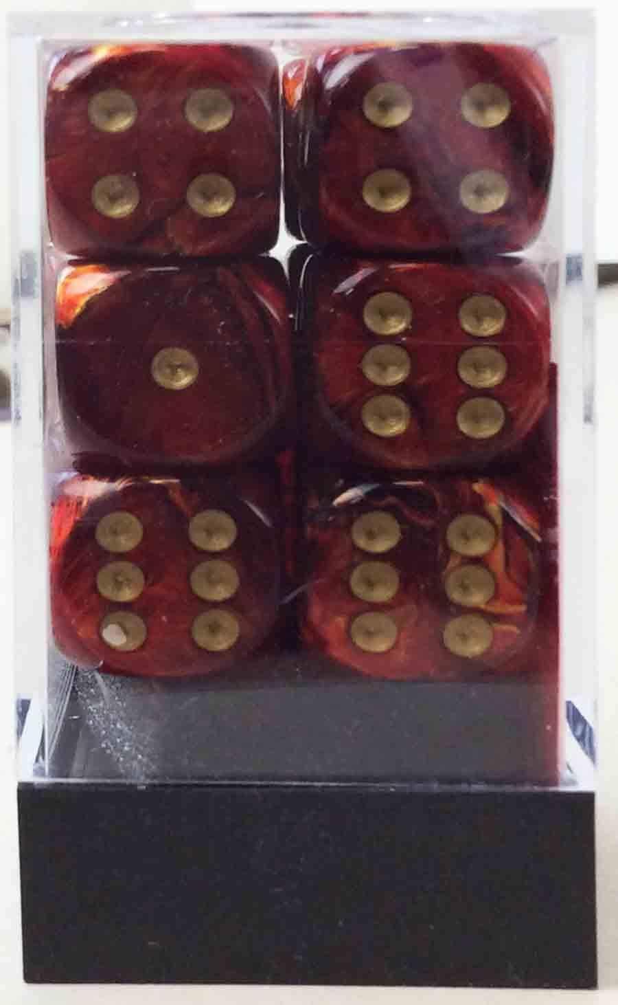 EPHIIONIY 16mm d6 Dice Block: Scarab Scarlet/gold