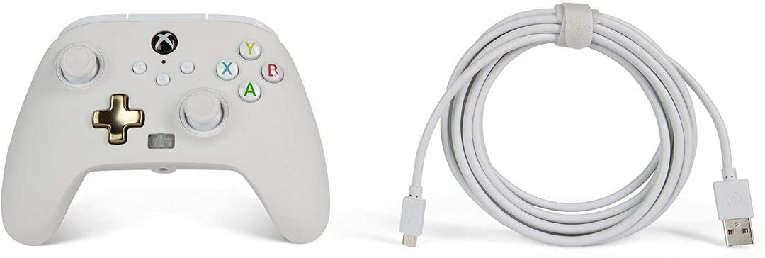 PowerA Enhanced Wired Controller for Xbox - Mist, White, gamepad, wired video ga