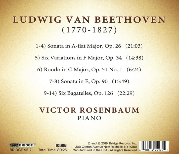 Beethoven: Victor Rosenbaum [Victor Rosenbaum] [Bridge Records: BRIDGE 9517] [Audio CD]