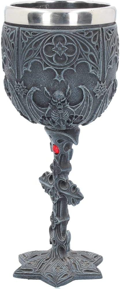 Nemesis Now Vampires Kelch 18,8 cm Schwarz, Harz mit Edelstahleinsatz, One Si