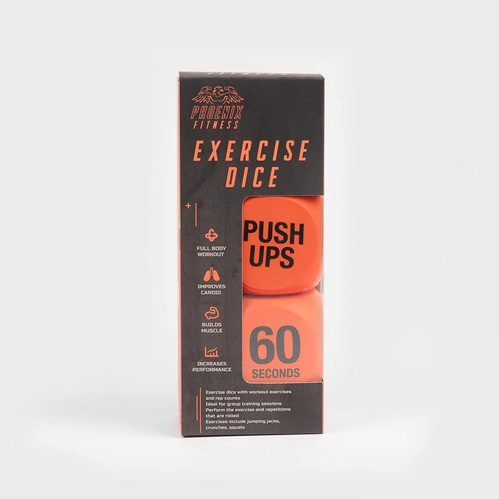 Phoenix Fitness RY1051 Dés d&#39;exercice pour le plaisir de l&#39;entraînement - Dés de décision de remise en forme - Changez de routine d&#39;entraînement, de HIIT et d&#39;exercices - Maison et salle de sport - Orange