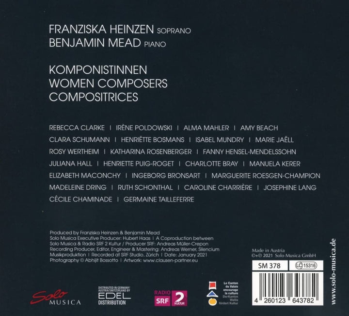 Franziska Heinzen - Women Composers [Franziska Heinzen; Benjamin Mead] [Solo Musica: SM378] [Audio CD]