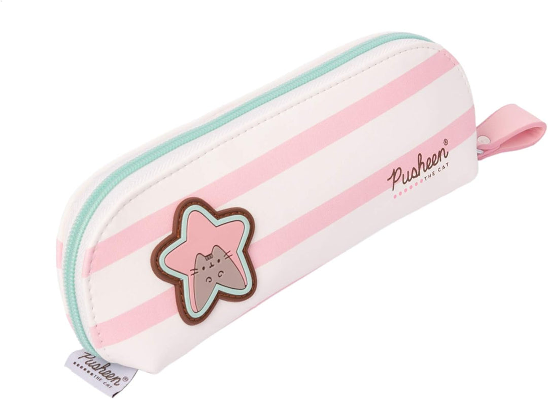 Erik - Pusheen Rose Collection Striped Pencil Case, Cosmetic Case