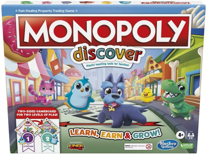 My First Monopoly Game, Board Game for Kids Ages 4+, 2-Sided Gameboard, Playful