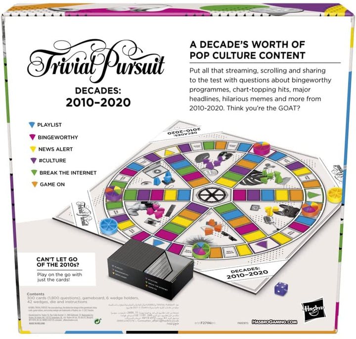 Hasbro Gaming Trivial Pursuit Decades 2010 to 2020 Board Game for Adults and Tee