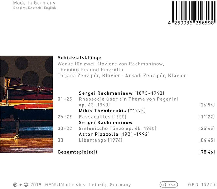 Schicksalsklange [Tatjana Zenzipr; Arkadi Zenzipr] [Genuin Classics: GEN19659] [Audio CD]