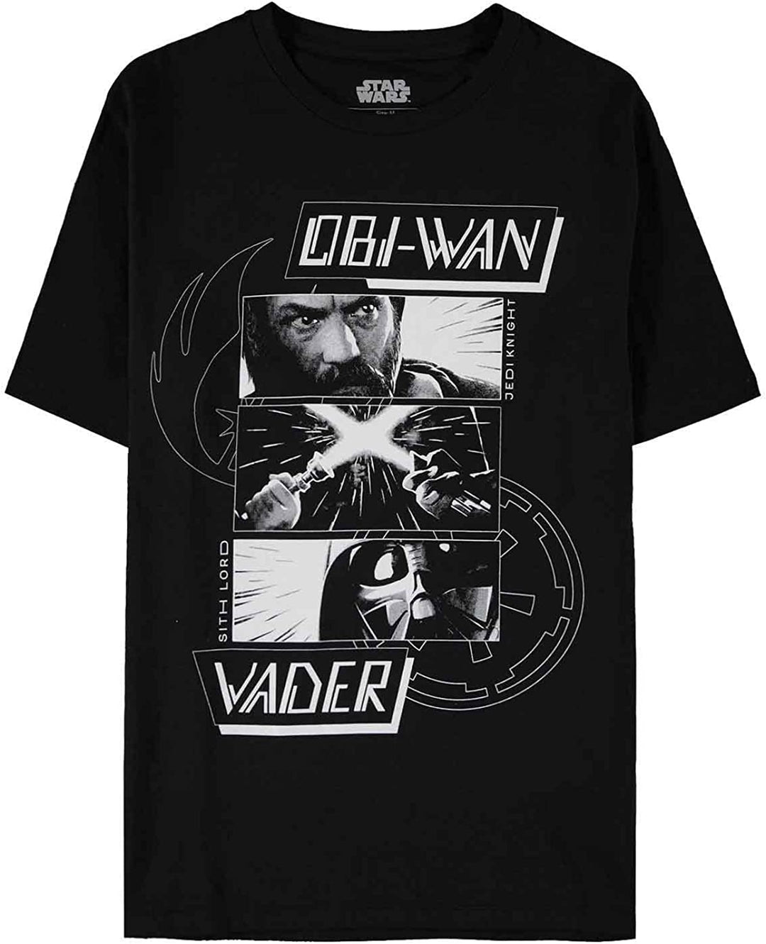 Obi-Wan Kenobi Herren Jungen Regular Fit Kurzarm-T-Shirt, Schwarz, M