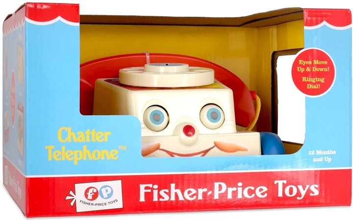 Fisher-Price Classics 1694 Chatter Telephone, Retro Baby Push Along Toy, Role Play for Kids, Toddler Phone, Classic Toy with Retro Style Packaging, Pretend Play Toys for Boys and Girls Aged 12 Months