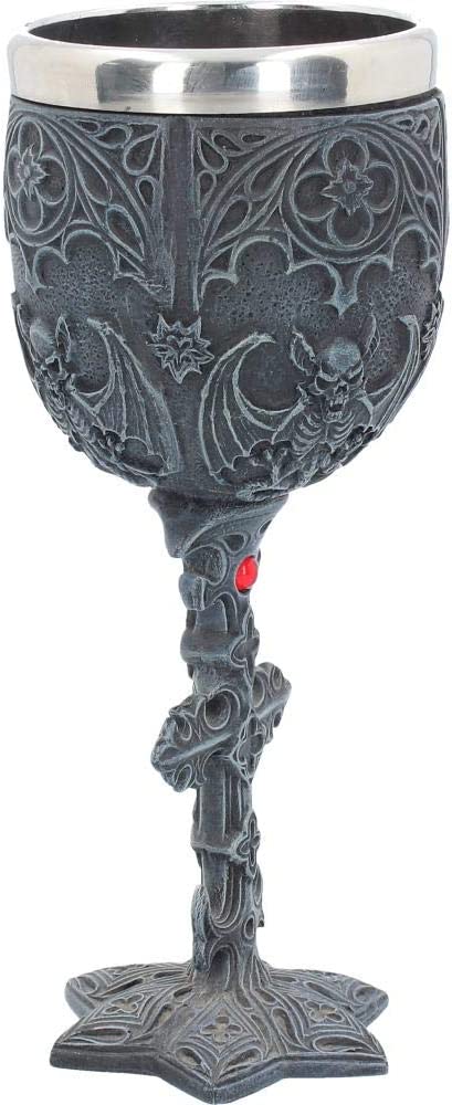 Nemesis Now Vampires Kelch 18,8 cm Schwarz, Harz mit Edelstahleinsatz, One Si