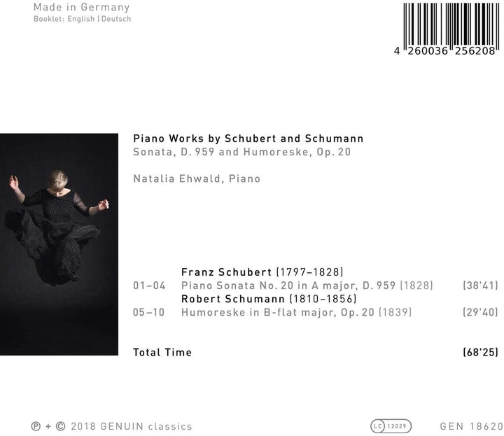 Piano Works By Schubert: [Natalia Ehwald] [Genuin Classics: GEN18620] [Audio CD]