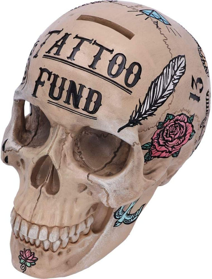 Nemesis Now Natural Bone Coloured Traditional, Tribal Tattoo Fund Skull, Polyres