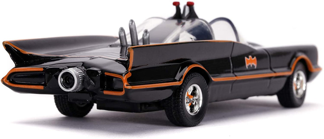 Jada 253213002 1966 Classic Batmobile Toy Car Die-Cast Includes Batman Figure 1:32 Scale Black, One Size