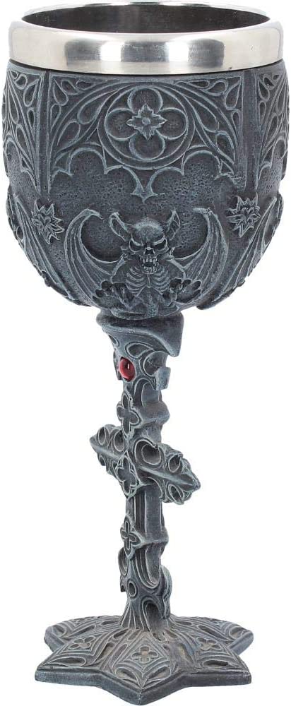 Nemesis Now Vampires Kelch 18,8 cm Schwarz, Harz mit Edelstahleinsatz, One Si